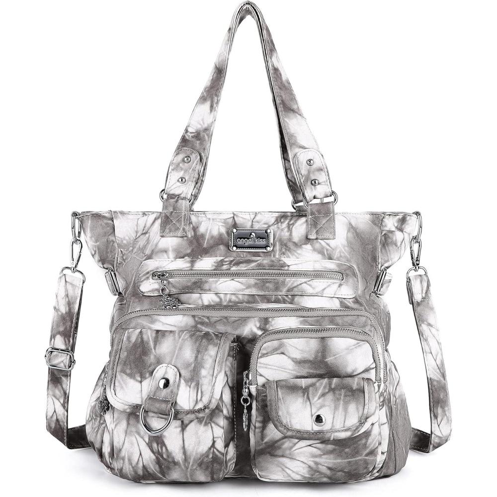 imageAngelkiss Purses Handbags for Women PU Tote Satchel Bags for Women Pockets Shoulder Bags702819grey