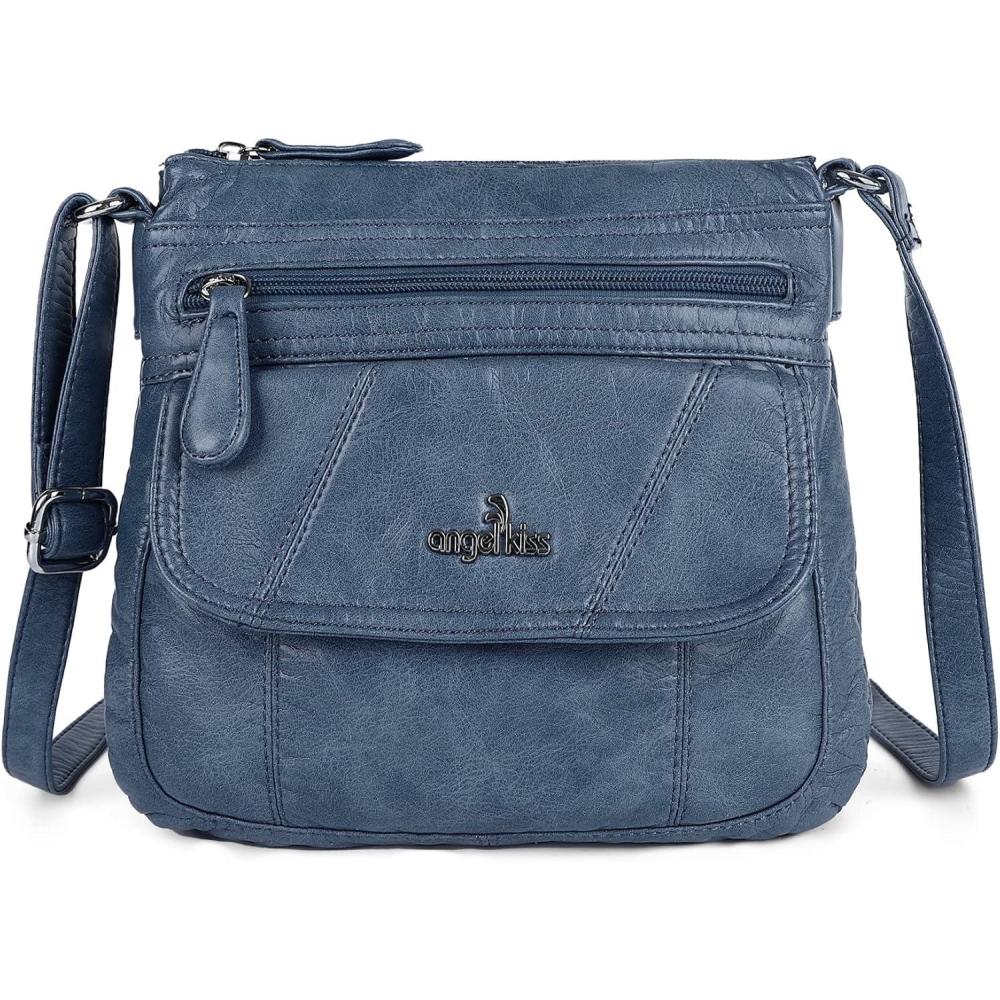 imageAngelkiss Small Womens Crossbody Bag Leather Shoulder Purse for Women Hobo Bag with Adjustable Shoulder Strap1blue