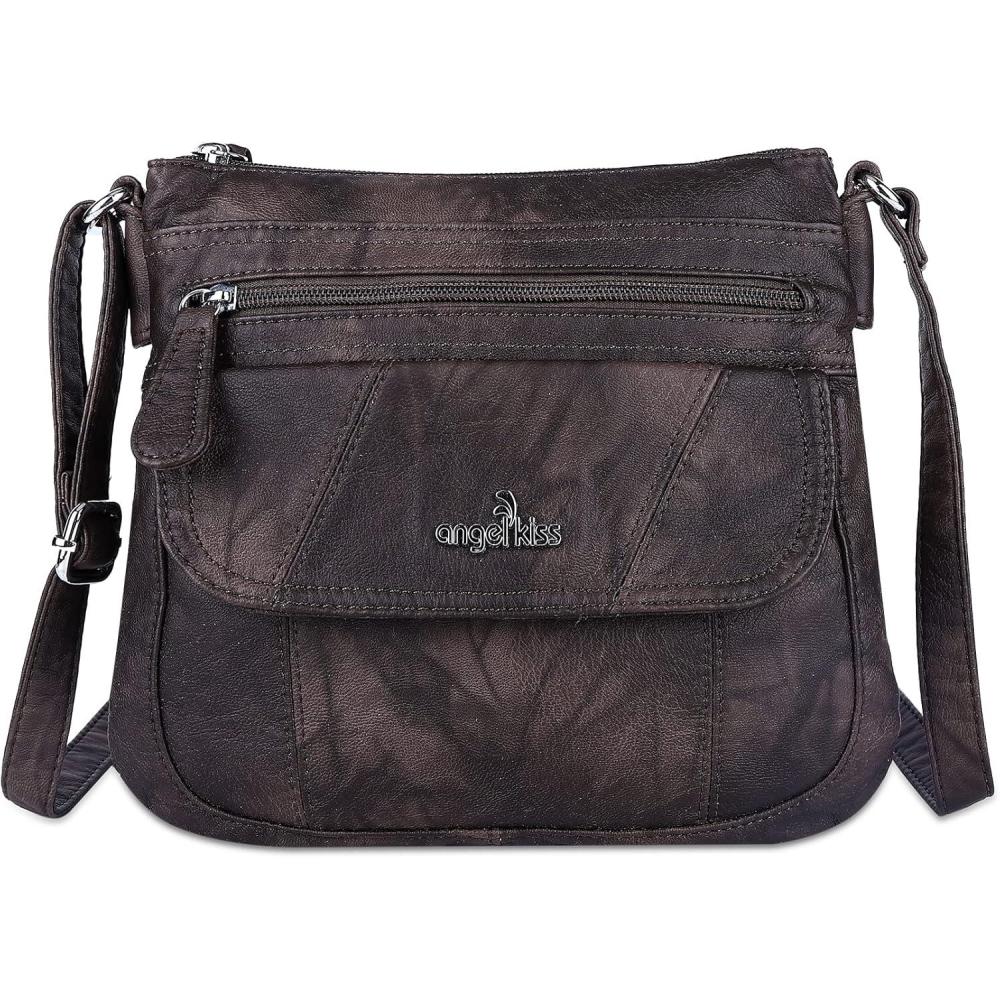 imageAngelkiss Small Womens Crossbody Bag Leather Shoulder Purse for Women Hobo Bag with Adjustable Shoulder StrapCoffee
