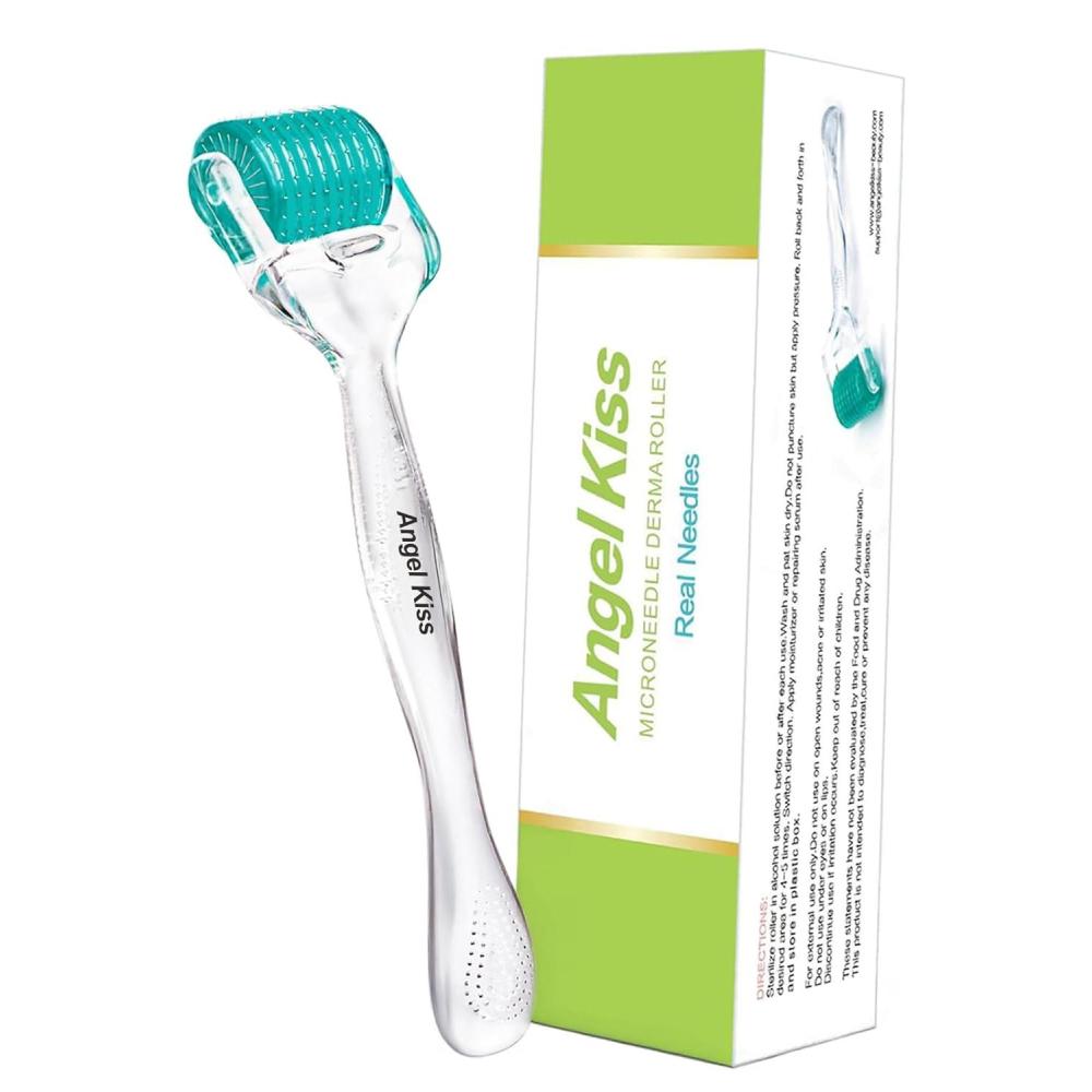 imageDerma Roller REAL NEEDLE Advanced 5  Angel Kiss 030mm Titanium Microneedling Roller for Face Body Beard Scalp Skin Care  018mm Ultrafine 192 Micro Needles Dermal Tool for Women MenLight GreenStainless Steel O 25