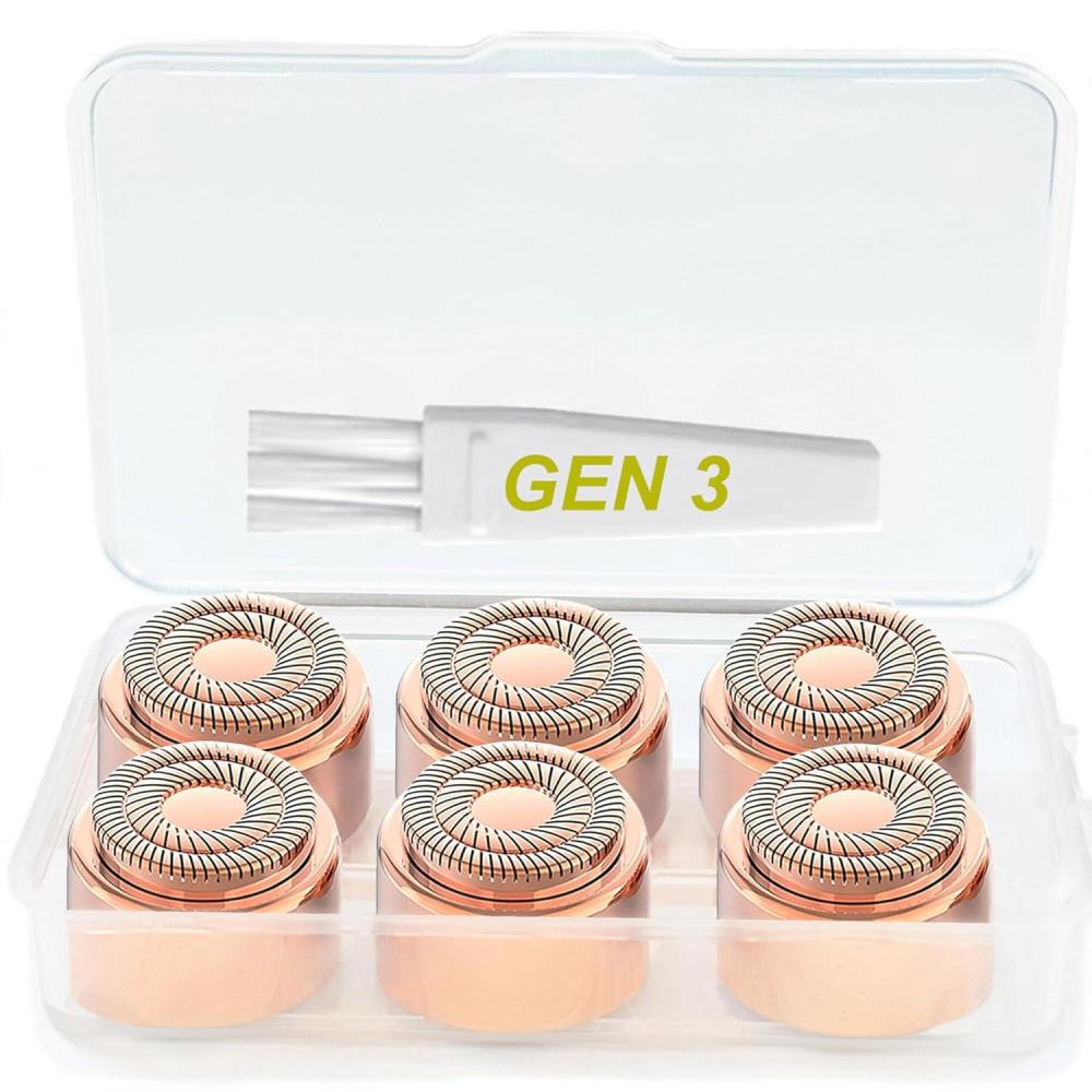 imageGeneration 3 Replacement Heads for NEW Finishing Touch Flawless Facial Hair Remover Gen 3 Double Precision Enhanced Floating Blades Heads for Flawless Gen 3 PACK of 6 wStorage Case ampamp Clean Brush6 PcsPack for Gen 3 New flawless
