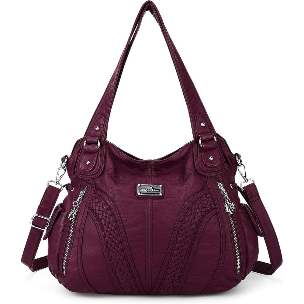 imagePurses and Handbags Women Fashion Tote Bag Shoulder Bags Top Handle Satchel Purses Washed Synthetic Leather HandbagPred