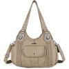 imageAngelkiss Purses and Handbags for Women Washed Vegan Leather Crossbody Hobo Satchel Shoulder Tote Purse1apricot