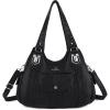 imageAngelkiss Purses and Handbags for Women Washed Vegan Leather Crossbody Hobo Satchel Shoulder Tote Purse1black