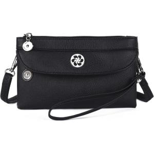 Angel Kiss Crossbody Bags Small Purses for Women Vegan Leather Cell Phone Wallet Purse with Wristlet Strap(1-classic Black)