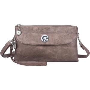 Angel Kiss Crossbody Bags Small Purses for Women Vegan Leather Cell Phone Wallet Purse with Wristlet Strap(Bronze)