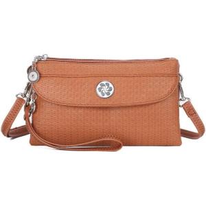 Angel Kiss Crossbody Bags Small Purses for Women Vegan Leather Cell Phone Wallet Purse with Wristlet Strap(Brown/Brown)