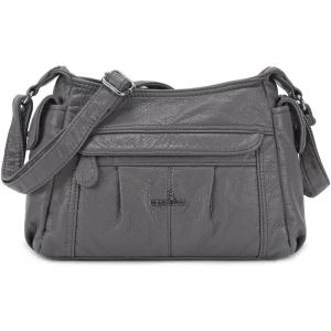 Angel Kiss Crossbody Bags for Women, Ladies Shoulder Handbags and Purses Medium Faux Leather Pocketbooks(130grey)