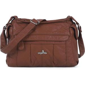 Angel Kiss Crossbody Bags for Women, Ladies Shoulder Handbags and Purses Medium Faux Leather Pocketbooks(1brown)