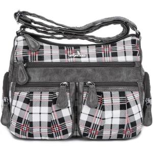 Angel Kiss Crossbody Bags for Women, Ladies Shoulder Handbags and Purses Medium Faux Leather Pocketbooks(23white/Grey)
