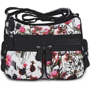 Angel Kiss Crossbody Bags for Women, Ladies Shoulder Handbags and Purses Medium Faux Leather Pocketbooks(7pink/Black)