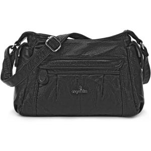 Angel Kiss Crossbody Bags for Women, Ladies Shoulder Handbags and Purses Medium Faux Leather Pocketbooks(Black-1)