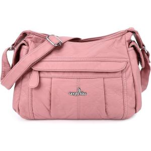 Angel Kiss Crossbody Bags for Women, Ladies Shoulder Handbags and Purses Medium Faux Leather Pocketbooks(Pink)