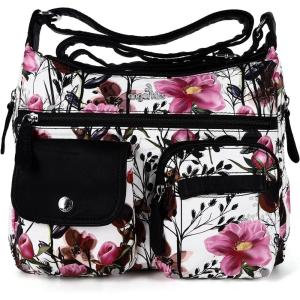 Angel Kiss Crossbody Bags for Women, Ladies Shoulder Handbags and Purses Medium Faux Leather Pocketbooks(Pink/Black)