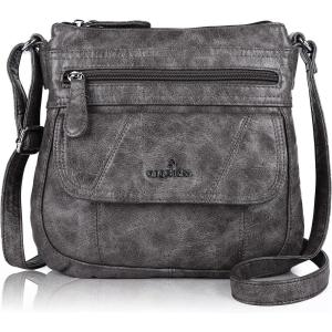 Angel Kiss Crossbody Bags for Women PU Leather Shoulder Handbag Ladies Purses and Handbag with adjustable Strap(26#grey)