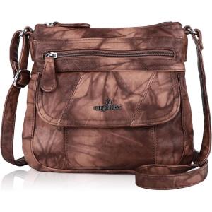 Angel Kiss Crossbody Bags for Women PU Leather Shoulder Handbag Ladies Purses and Handbag with adjustable Strap(7#brown)