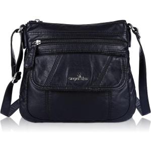 Angel Kiss Crossbody Bags for Women PU Leather Shoulder Handbag Ladies Purses and Handbag with adjustable Strap(Black)