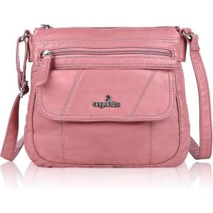 Angel Kiss Crossbody Bags for Women PU Leather Shoulder Handbag Ladies Purses and Handbag with adjustable Strap(Pink)