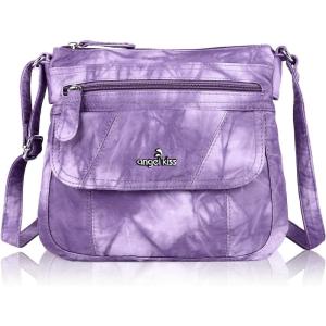 Angel Kiss Crossbody Bags for Women PU Leather Shoulder Handbag Ladies Purses and Handbag with adjustable Strap(Purple)