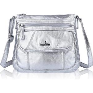 Angel Kiss Crossbody Bags for Women PU Leather Shoulder Handbag Ladies Purses and Handbag with adjustable Strap(Sliver)