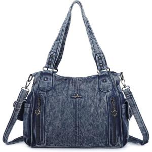 Angel Kiss Handbags for Womens Top-Handle Hobo Purse Roomy Casual Shoulder Bags PU Tote Satchel Purse for Women(1blue)