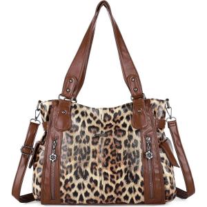Angel Kiss Handbags for Womens Top-Handle Hobo Purse Roomy Casual Shoulder Bags PU Tote Satchel Purse for Women(1brown-brown)