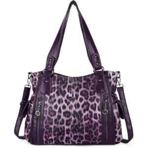 Angel Kiss Handbags for Womens Top-Handle Hobo Purse Roomy Casual Shoulder Bags PU Tote Satchel Purse for Women(1purple-purple)