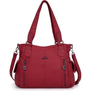Angel Kiss Handbags for Womens Top-Handle Hobo Purse Roomy Casual Shoulder Bags PU Tote Satchel Purse for Women(1red)