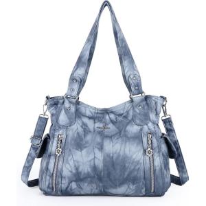 Angel Kiss Handbags for Womens Top-Handle Hobo Purse Roomy Casual Shoulder Bags PU Tote Satchel Purse for Women(7028blue)