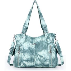 Angel Kiss Handbags for Womens Top-Handle Hobo Purse Roomy Casual Shoulder Bags PU Tote Satchel Purse for Women(7028green)