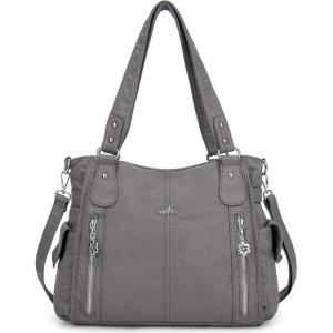 Angel Kiss Handbags for Womens Top-Handle Hobo Purse Roomy Casual Shoulder Bags PU Tote Satchel Purse for Women(Grey)