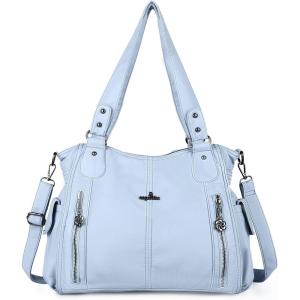 Angel Kiss Handbags for Womens Top-Handle Hobo Purse Roomy Casual Shoulder Bags PU Tote Satchel Purse for Women(L.blue)