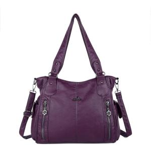 Angel Kiss Handbags for Womens Top-Handle Hobo Purse Roomy Casual Shoulder Bags PU Tote Satchel Purse for Women(Purple)
