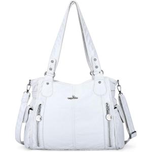 Angel Kiss Handbags for Womens Top-Handle Hobo Purse Roomy Casual Shoulder Bags PU Tote Satchel Purse for Women(White)