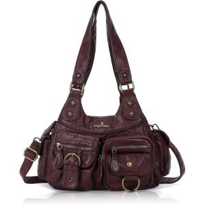Angel Kiss Hobo Bags for Women Shoulder Bag Shoulder Purses and Handbags Vegan Leather Hobo Handbags Crossbody Bags(Wine)