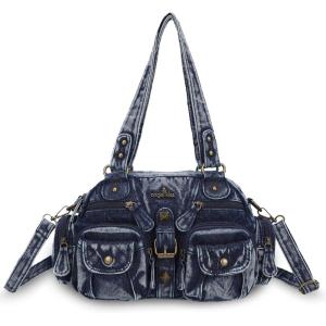 Angel Kiss Hobo Crossbody Purses for Women Shoulder Bag Multipocket Soft Hobo Purses Removable Strap Leather Handbags(2-2blue)