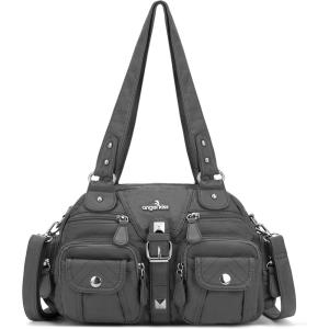 Angel Kiss Hobo Crossbody Purses for Women Shoulder Bag Multipocket Soft Hobo Purses Removable Strap Leather Handbags(3-grey)