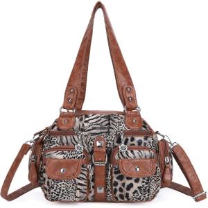Angel Kiss Hobo Crossbody Purses for Women Shoulder Bag Multipocket Soft Hobo Purses Removable Strap Leather Handbags(4-252brown Brown)