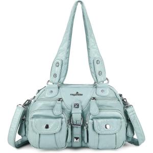 Angel Kiss Hobo Crossbody Purses for Women Shoulder Bag Multipocket Soft Hobo Purses Removable Strap Leather Handbags(Bean Green)