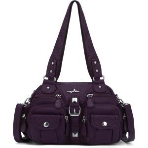 Angel Kiss Hobo Crossbody Purses for Women Shoulder Bag Multipocket Soft Hobo Purses Removable Strap Leather Handbags(Purple)