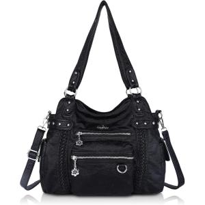 Angel Kiss Hobo Handbags for Women Soft PU Leather Shoulder Handbags Ladies Purses(Black)