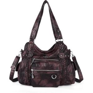 Angel Kiss Hobo Handbags for Women Soft PU Leather Shoulder Handbags Ladies Purses(Coffee)