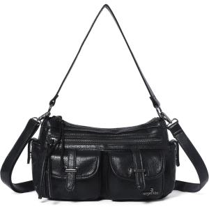 Angel Kiss Hobo Purses for Women Crossbody Shoulder Bag Ladies Multi Pocket Handbags with Adjustable Shoulder Strap(Black)