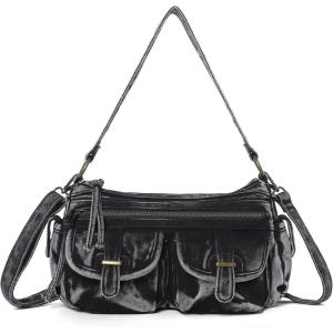 Angel Kiss Hobo Purses for Women Crossbody Shoulder Bag Ladies Multi Pocket Handbags with Adjustable Shoulder Strap(Denim Black)