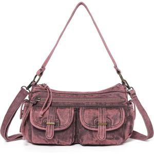 Angel Kiss Hobo Purses for Women Crossbody Shoulder Bag Ladies Multi Pocket Handbags with Adjustable Shoulder Strap(Denim Red)