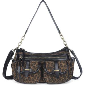Angel Kiss Hobo Purses for Women Crossbody Shoulder Bag Ladies Multi Pocket Handbags with Adjustable Shoulder Strap(Leopard Coffee)