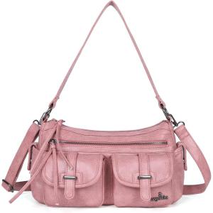 Angel Kiss Hobo Purses for Women Crossbody Shoulder Bag Ladies Multi Pocket Handbags with Adjustable Shoulder Strap(Pink)