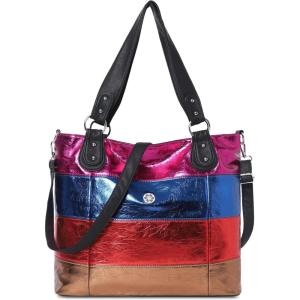 Angel Kiss Hobo Purses for Women Multi-Color Striped Lattice Cross Body Shoulder Purse Bag Tote Handbag(Multi Color a)