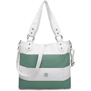Angel Kiss Hobo Purses for Women Multi-Color Striped Lattice Cross Body Shoulder Purse Bag Tote Handbag(White/Green)