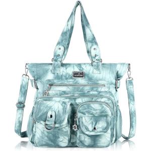 Angel Kiss Large Purses for Women Soft PU Leather Hobo Bag for Women Shoulder Bags(10#blue Green)